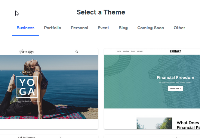 select a theme for your website